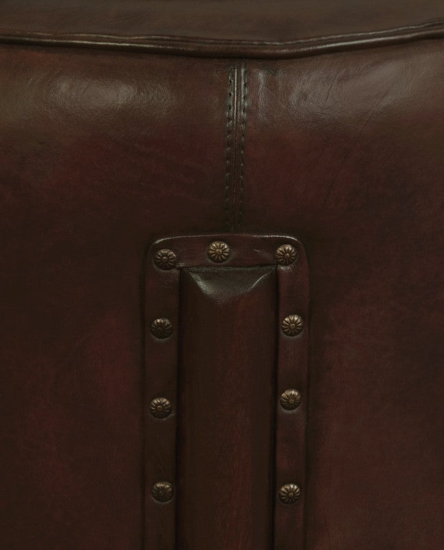 Nomad's Legacy Goat Leather Ottoman - Artisan Crafted Footstool-Furniture > Living Room > Ottomans & Footstools-Nomica Living